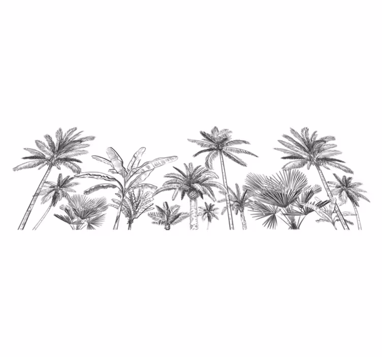 Tropical trees sketch bathroom vinyl rug - TenStickers