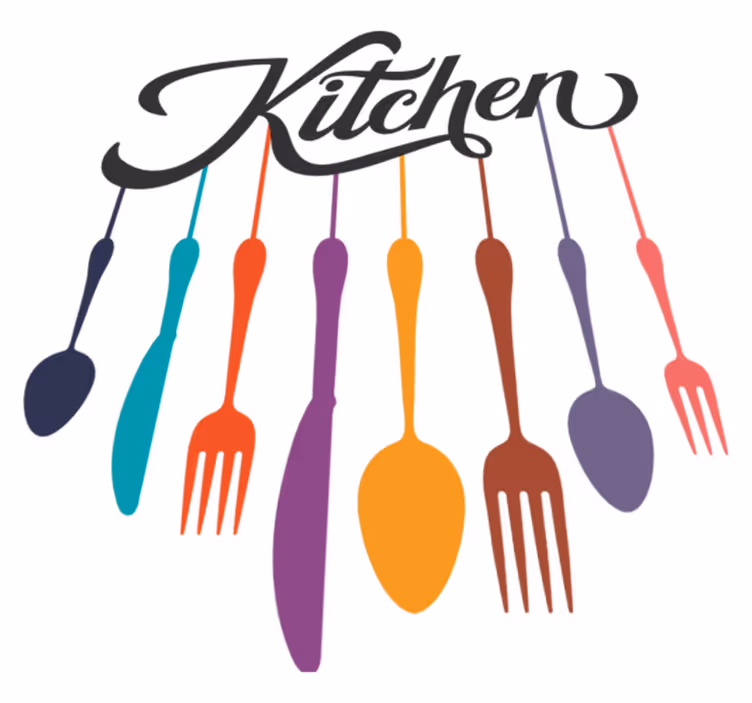 Kitchen vinyl rug with fork and spoon design - TenStickers