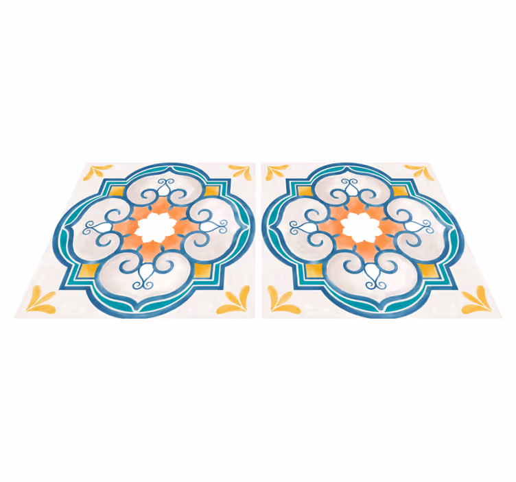 Kitchen vinyl rug with similar cement patterns - TenStickers