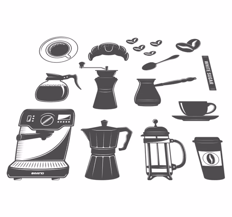 Kitchen vinyl rug coffee set collection - TenStickers