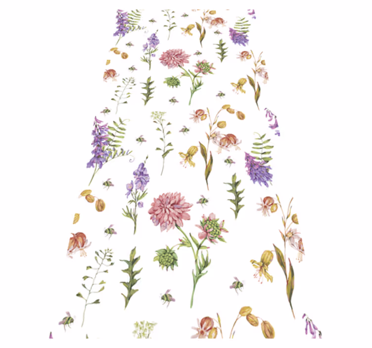 Kitchen vinyl rug with multicolor minimalist flowers - TenStickers