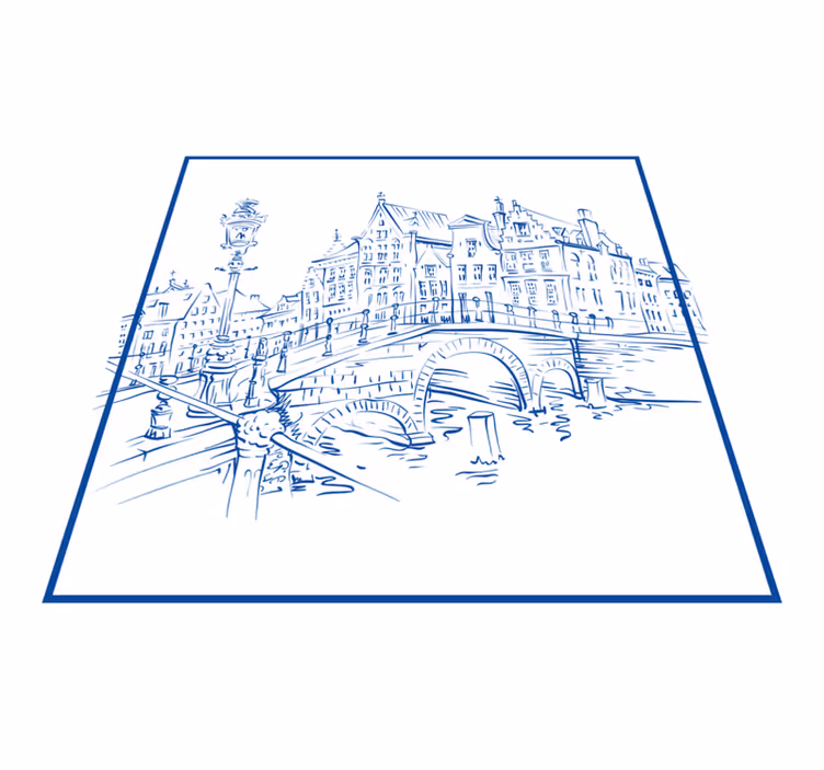 Kitchen vinyl rug delfts blue canal houses design - TenStickers