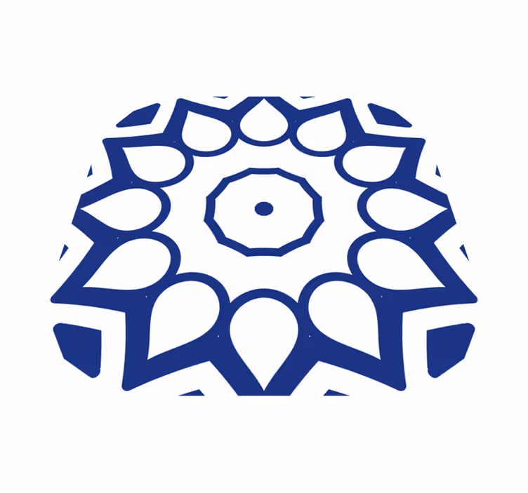 Delfts blue mandala flowers kitchen vinyl rug - TenStickers