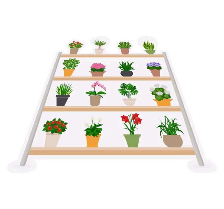 Kitchen vinyl rug with houseplants on shelves - TenStickers