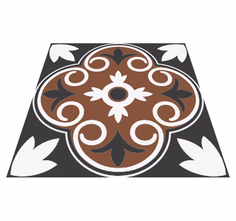 Kitchen vinyl rug in gray and brown vintage pattern - TenStickers