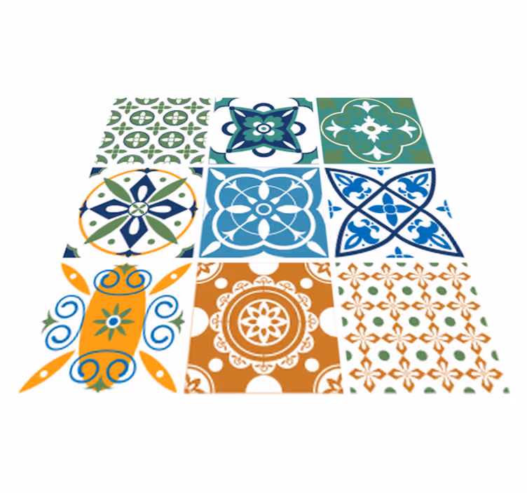 Kitchen vinyl rug in porcelain tile design - TenStickers