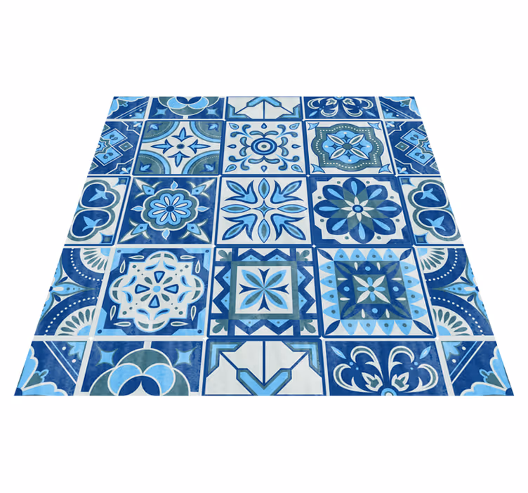 Kitchen vinyl rug with talavera tile design - TenStickers