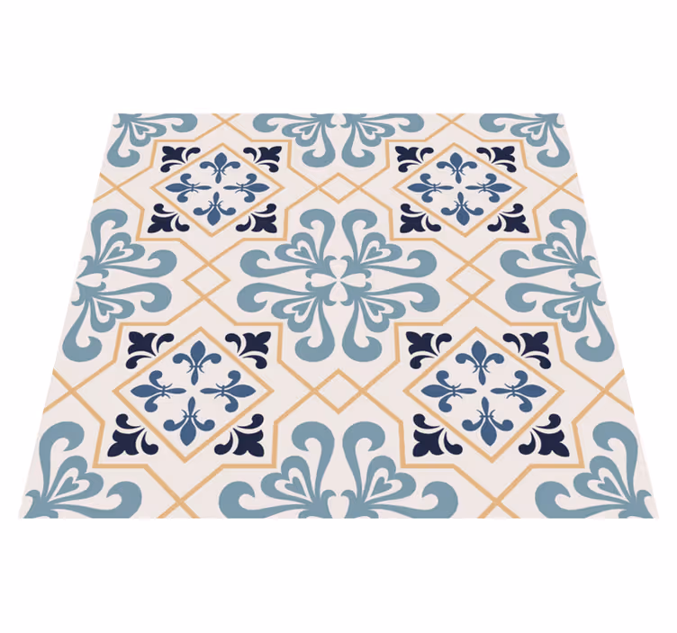 Kitchen vinyl rug in yellow portuguese tile design - TenStickers