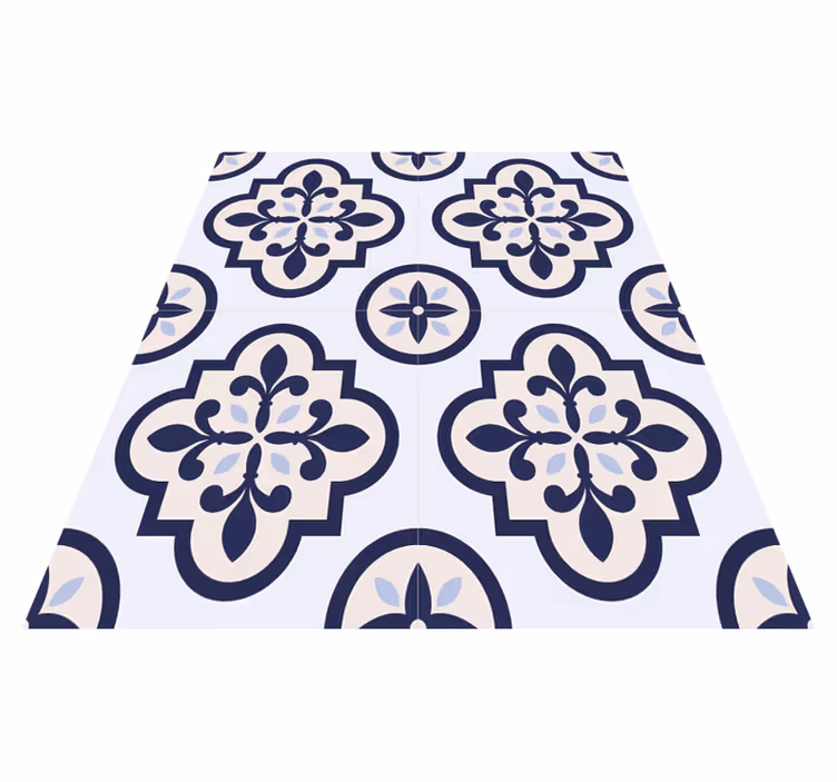 Kitchen vinyl rug in blue traditional portuguese tile - TenStickers