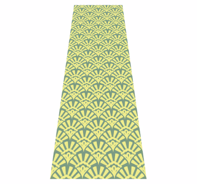 Lemon yellow 70s pattern kitchen vinyl rug - TenStickers