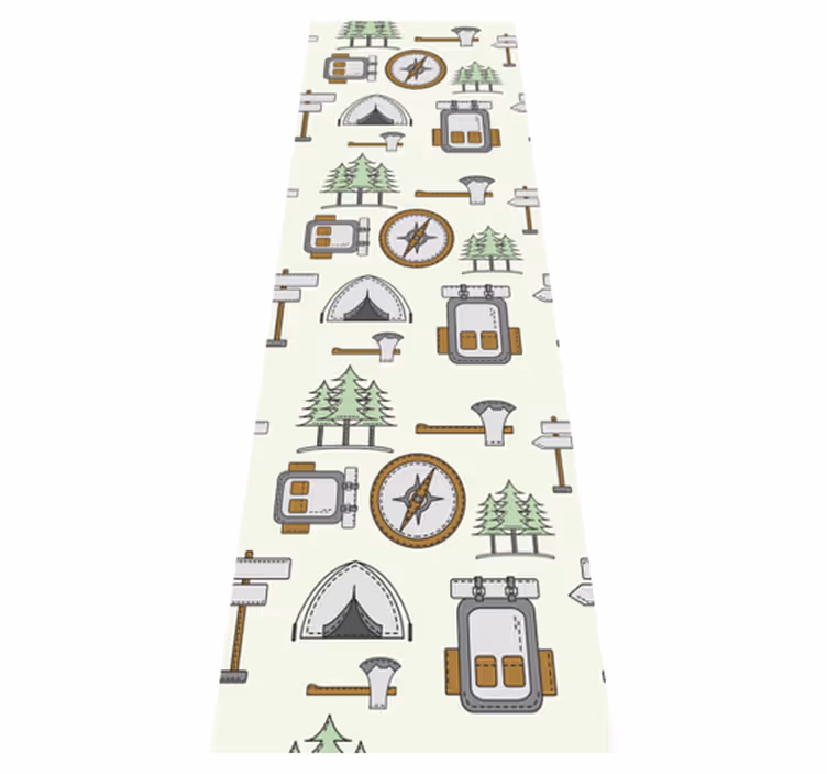 Bedroom vinyl rug camping gear set compass - TenStickers
