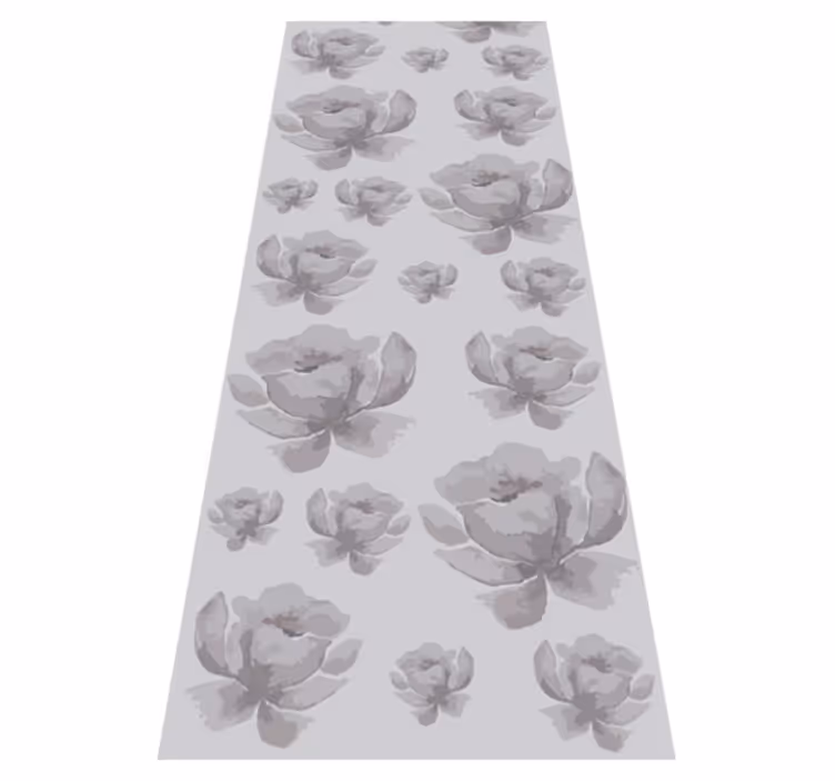 Gray 80's floral pattern bedroom vinyl rug - TenStickers