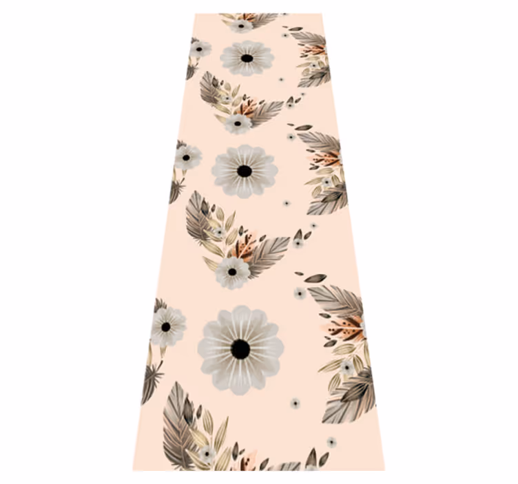 Bedroom vinyl rug in pink and black floral design - TenStickers