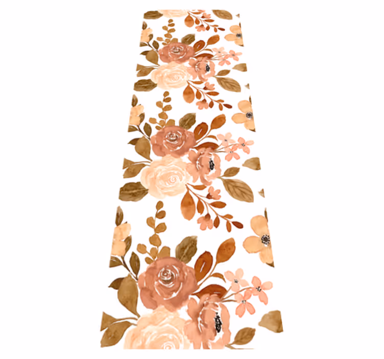 Bedroom vinyl rug elegant pink pastel flowers - TenStickers