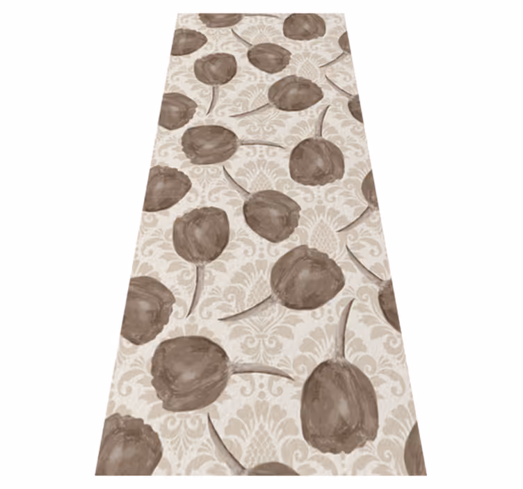 Gray tulips pattern with acanthus scrolls bedroom vinyl rug - TenStickers