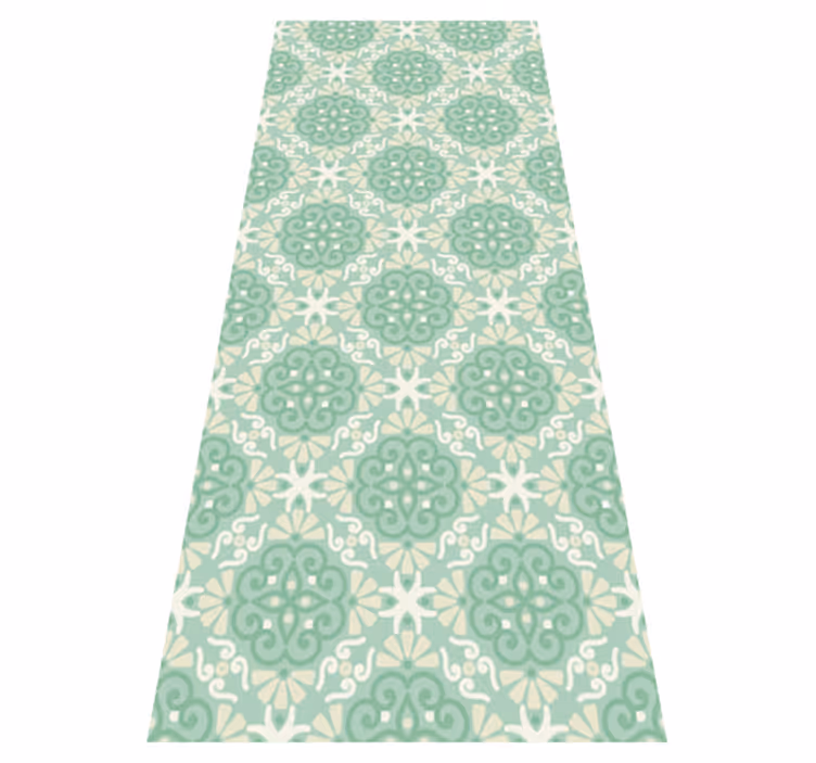 Bedroom vinyl rug with nordic green floral design - TenStickers