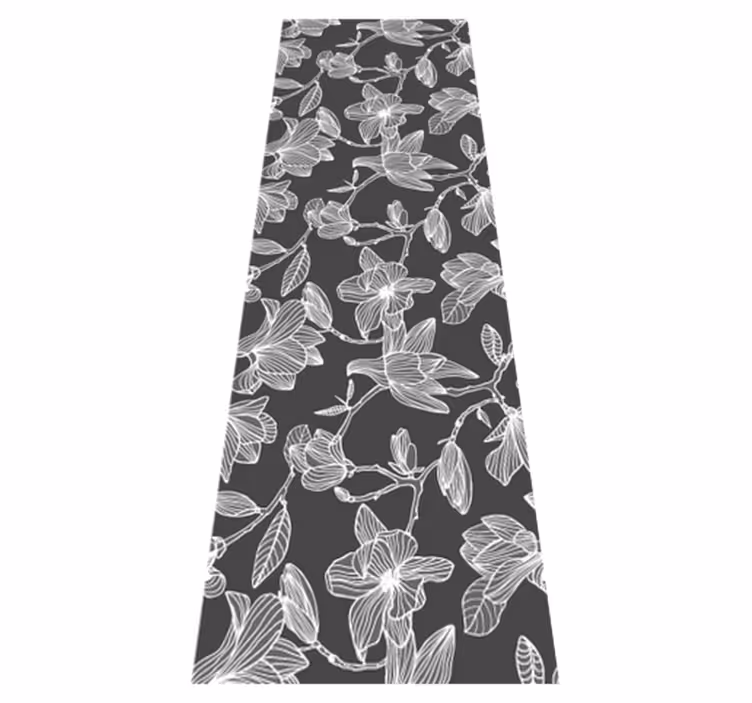 Bedroom vinyl rug with white and grey magnolia design - TenStickers
