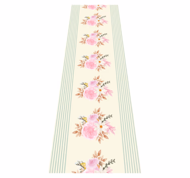 Bedroom vinyl rug with french provincial stripes and florals - TenStickers