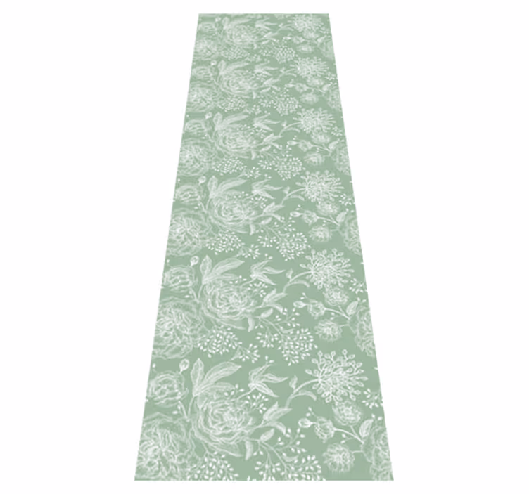 Green floral grandmillenial style bedroom vinyl rug - TenStickers