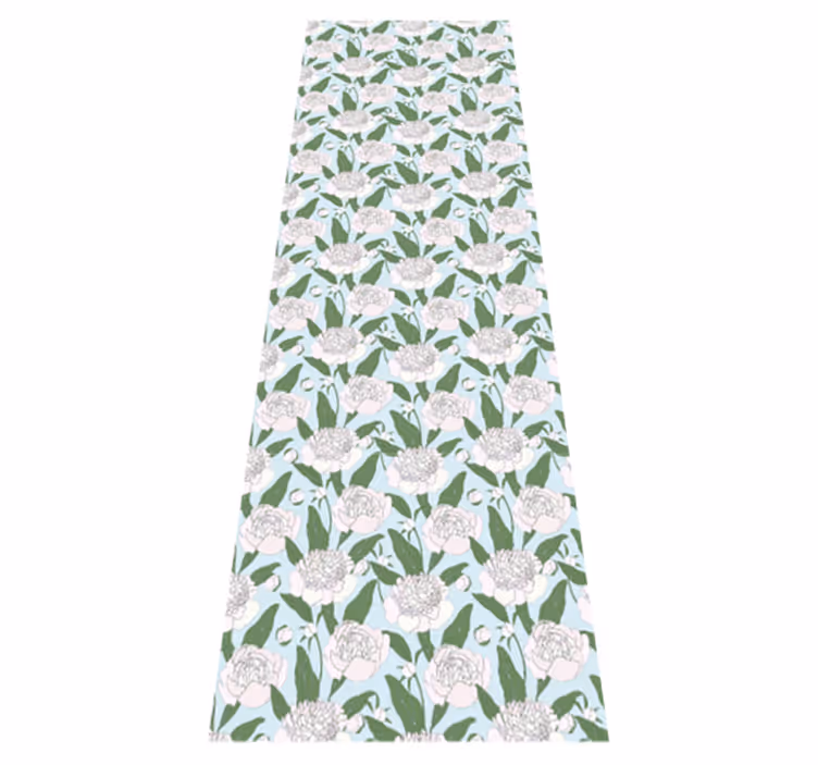 Bedroom vinyl rug with white flowers design - TenStickers
