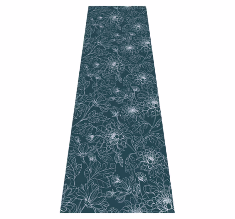 Bedroom vinyl rug grandmillenial white flowers - TenStickers