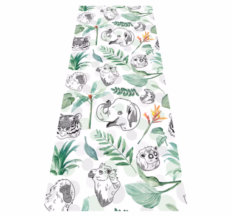 Bedroom vinyl rug with watercolor tropical animals - TenStickers