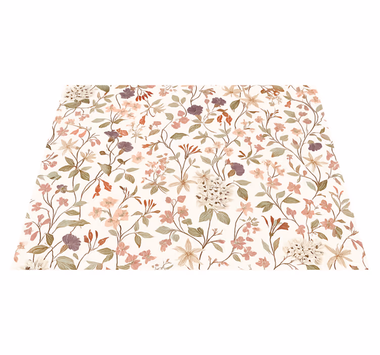Bedroom vinyl rug pink flower pattern - TenStickers
