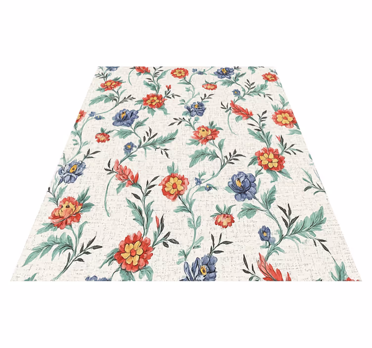 Bedroom vinyl rug retro floral design - TenStickers