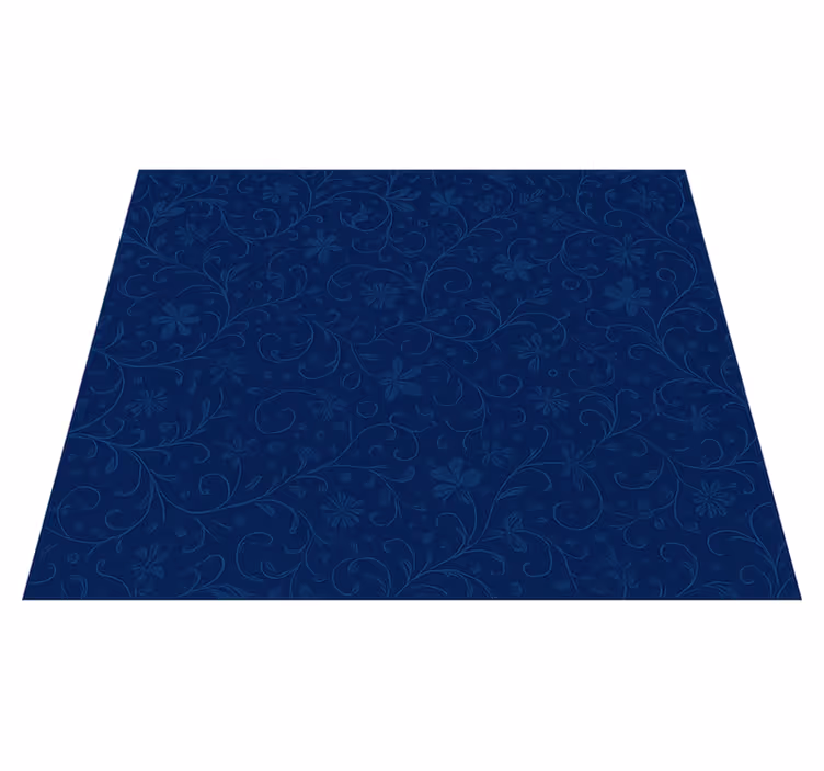 Bedroom vinyl rug navy blue floral design - TenStickers