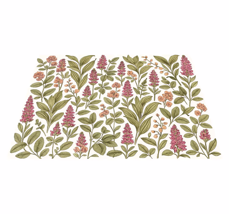 Bedroom vinyl rug with colorful botanical design - TenStickers