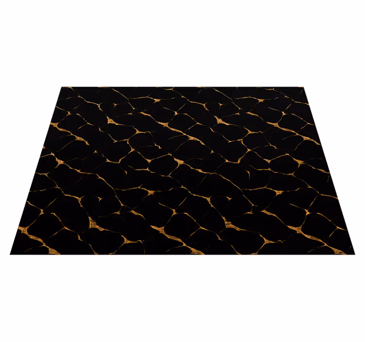 Bedroom vinyl rug black marble with gold cracks - TenStickers