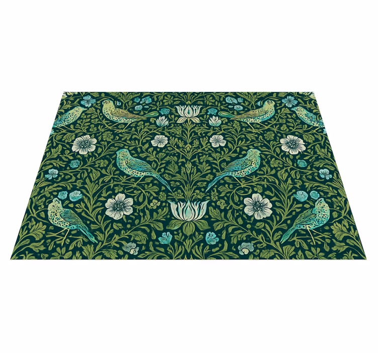 Bedroom vinyl rug with ornamental floral and bird - TenStickers