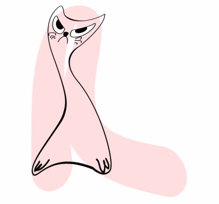 Bedroom vinyl rug pink cat outline design - TenStickers