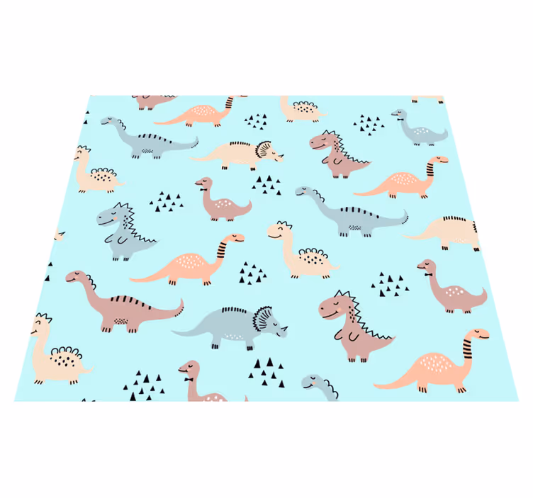 Bedroom vinyl rug with blue background and dino print - TenStickers