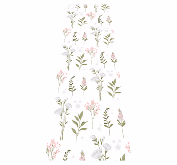 Bedroom vinyl rug with minimalistic wildflower design - TenStickers