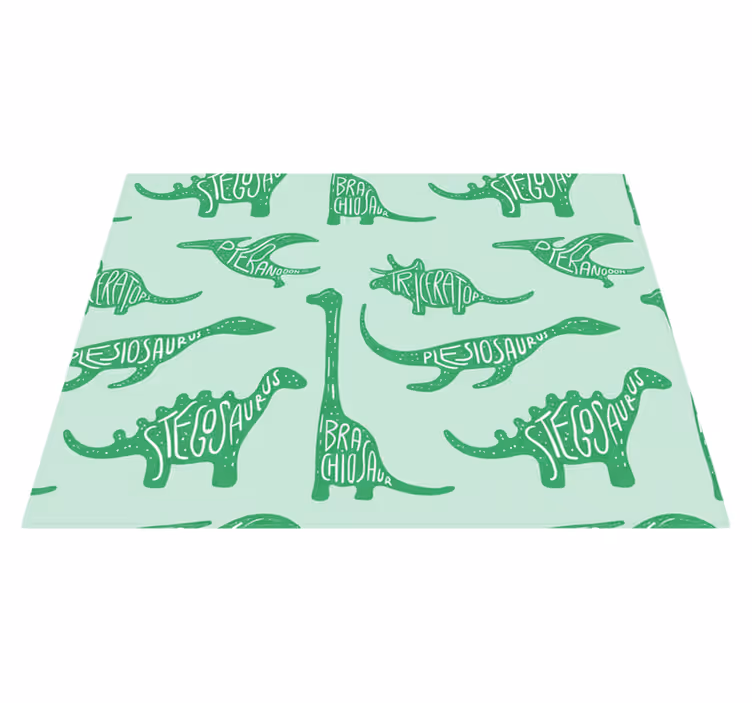 Bedroom vinyl rug with green dinosaur names - TenStickers