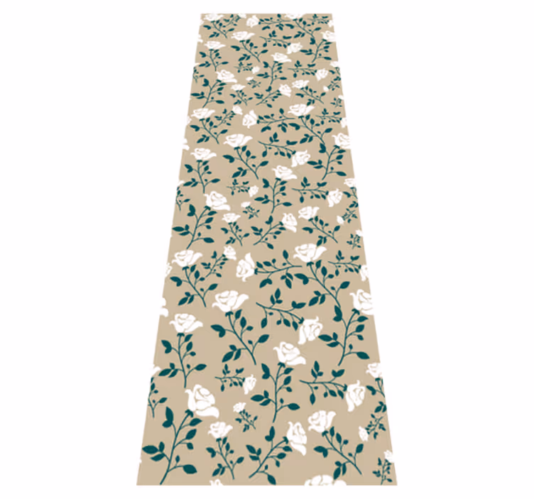 Bedroom vinyl rug with white vintage rose design - TenStickers