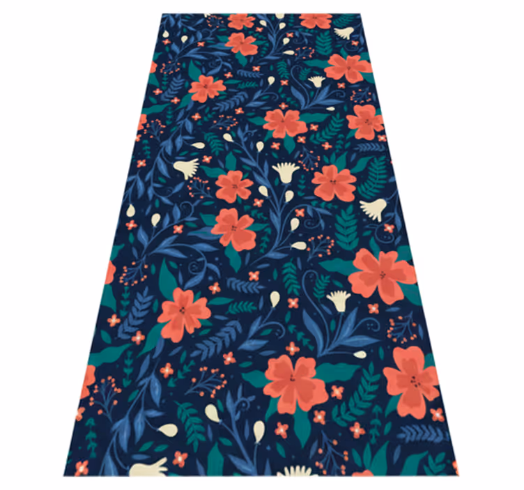 Bedroom vinyl rug with nordic floral art - TenStickers
