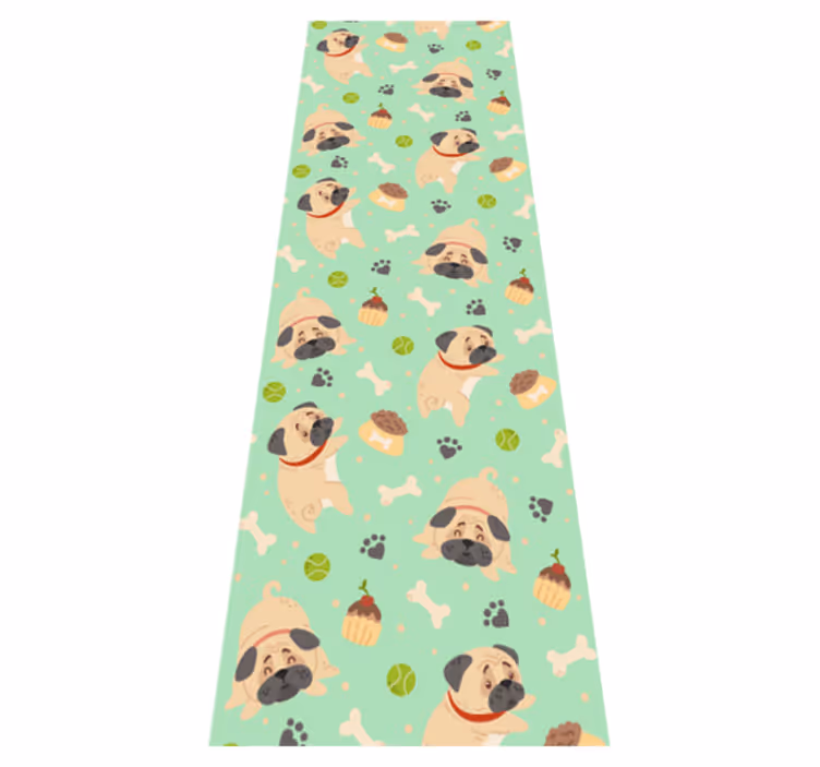 Bedroom vinyl rug of a chubby bulldog with bone - TenStickers