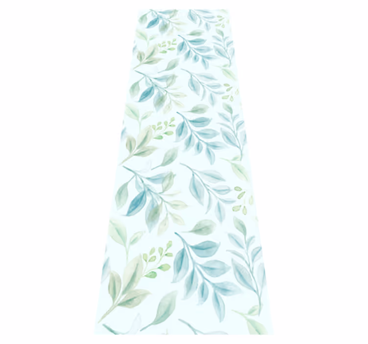 Green thin leaves bedroom vinyl rug - TenStickers