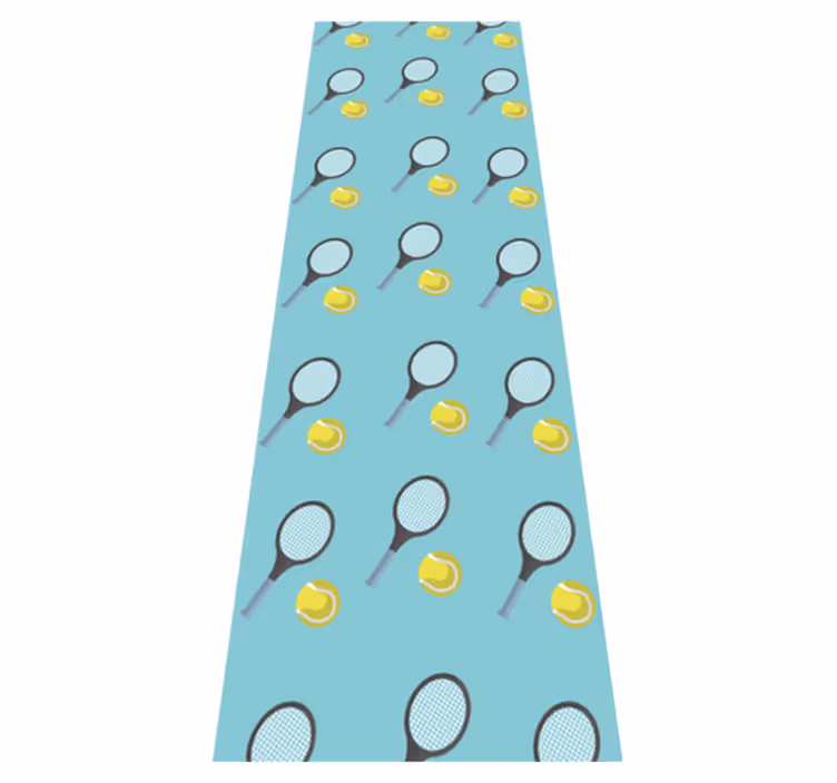 Bedroom vinyl rug with tennis racket and ball design - TenStickers