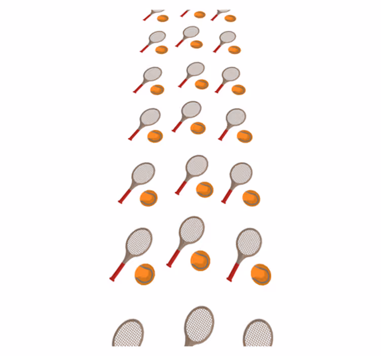 Bedroom vinyl rug with orange tennis rackets - TenStickers