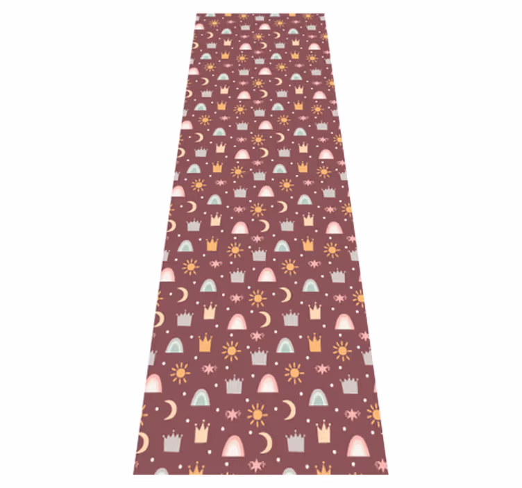 Bedroom vinyl rug with crowns, stars and rainbows - TenStickers