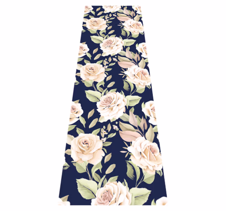Bedroom vinyl rug with vintage rose design on blue - TenStickers