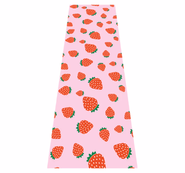 Bedroom vinyl rug with strawberries on pink background - TenStickers