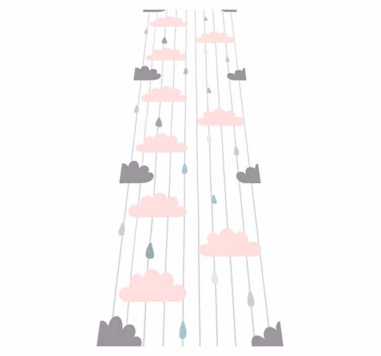Bedroom vinyl rug in pink and grey clouds - TenStickers