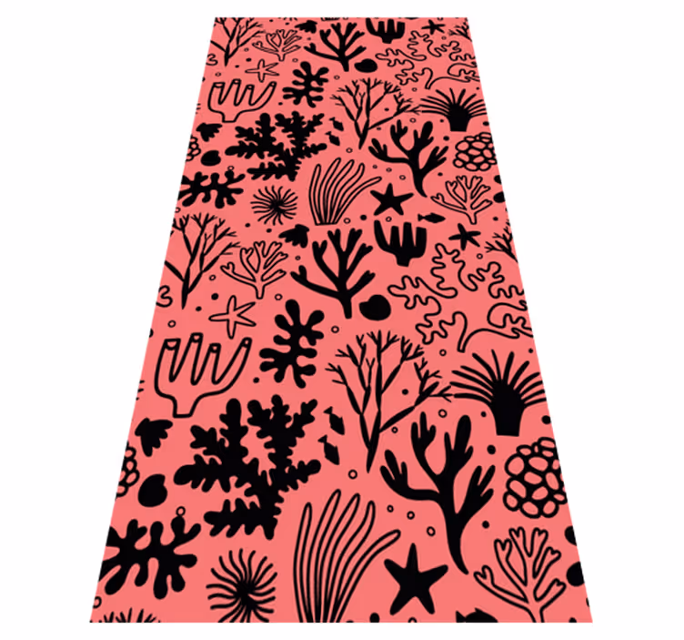 Bedroom vinyl rug australian leaves in red and black - TenStickers