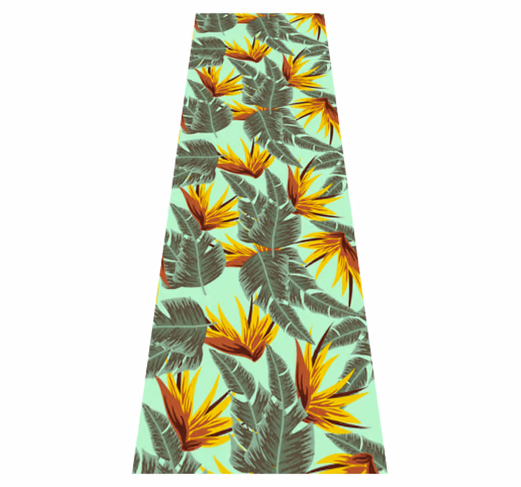 Bedroom vinyl rug with green and yellow leaves - TenStickers