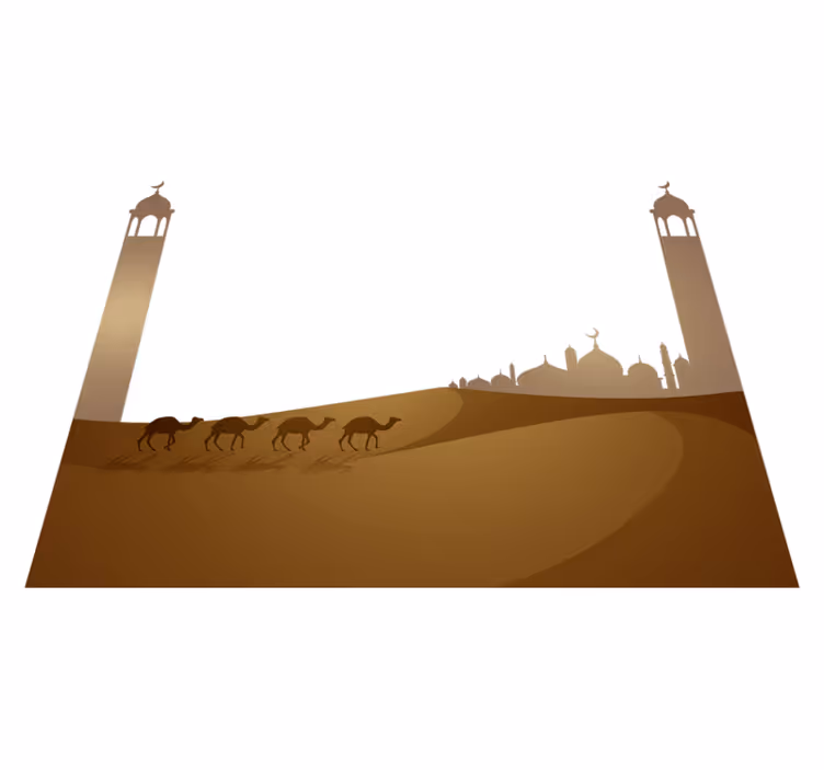 Bedroom vinyl rug islamic mosque and camels - TenStickers