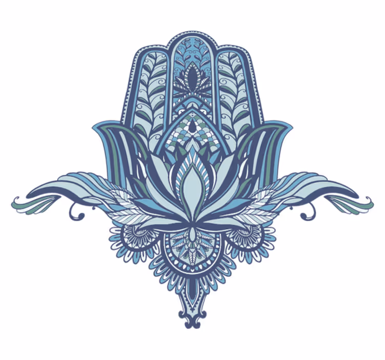 Bedroom vinyl rug with blue hamsa hand design - TenStickers